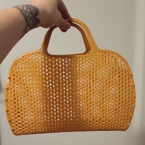 Elegant Mustard Woven Tote Bag